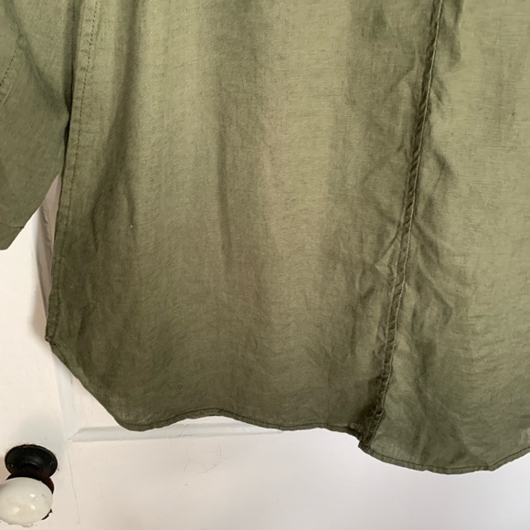 Army Green Linen Jacket 1X - Picture 3 of 6